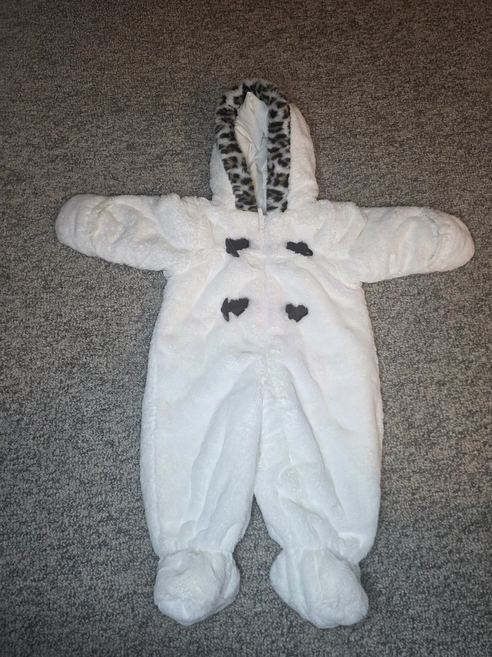 Vintage Le Petite Rothschild Soft Fleece Baby Winter Snowsuit Leopard Trim Hood